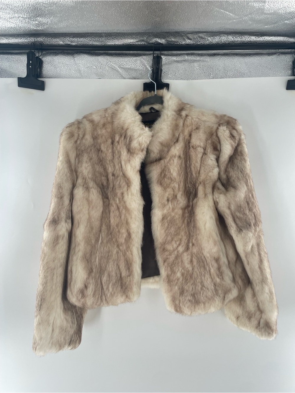 Plush Faux Fur Teddy Jacket in Light Taupe